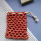 filet sauve-savon solide crochet coton France artisanal terracotta