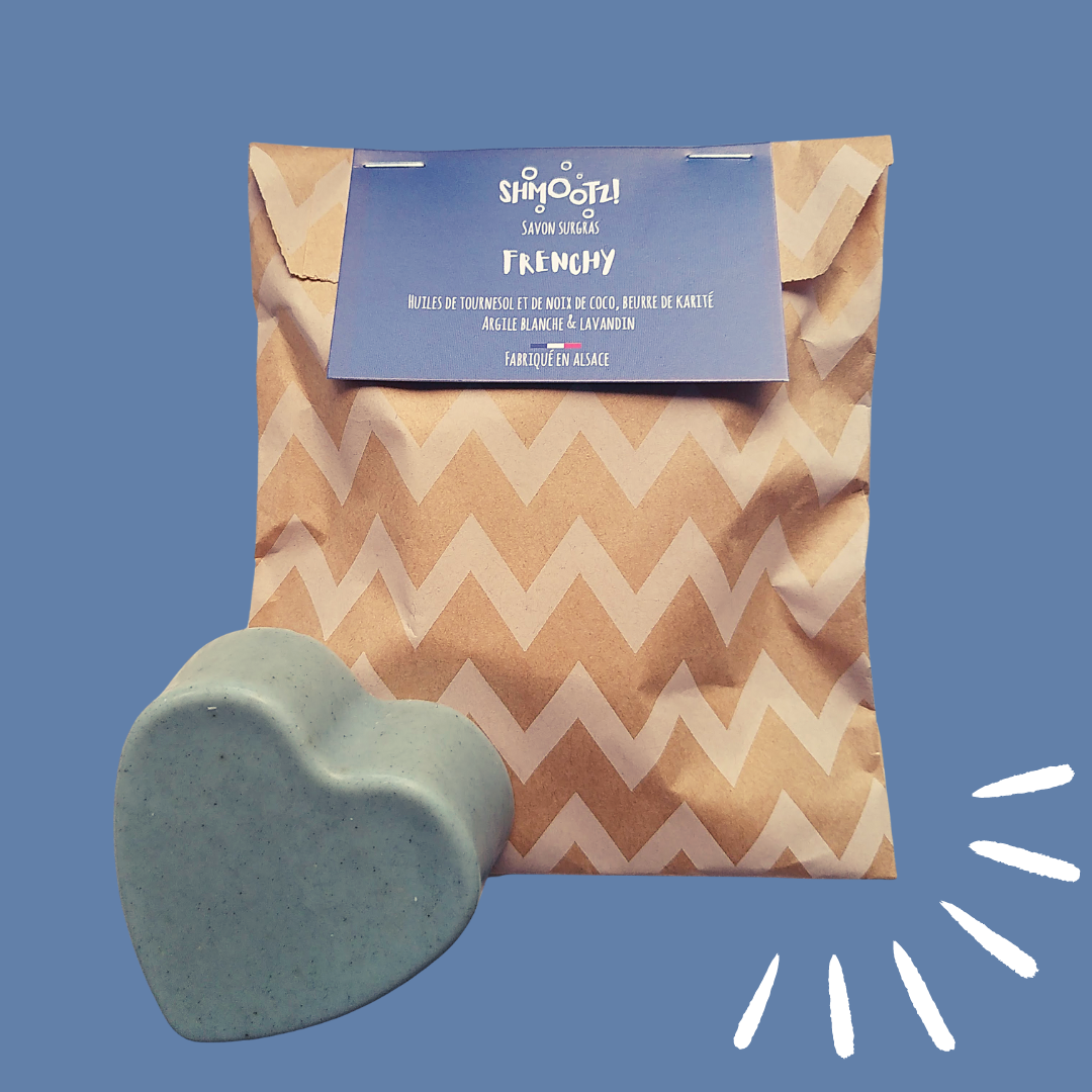 savon solide coeur "Frenchy" argile blanche lavandin