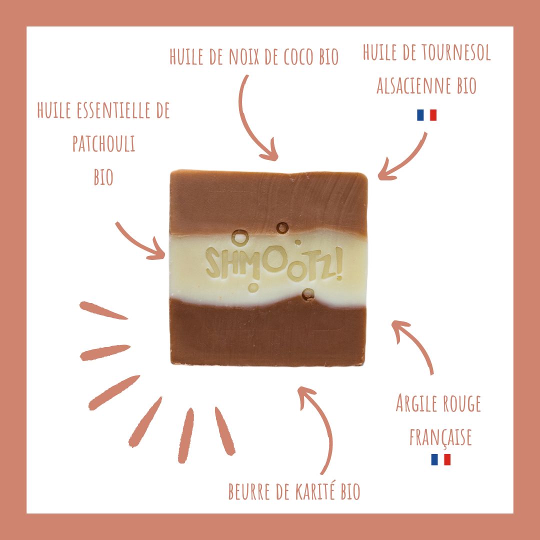 savon solide Shmootz Alsace Happy Hippy patchouli argile rouge France artisanal