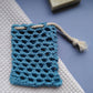 filet sauve-savon solide crochet coton France artisanal bleu gris